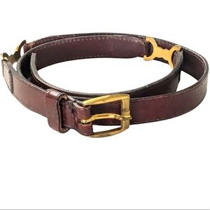 ETIENNE AIGNER Belt Logo Gold Hardware Brown Sz 28